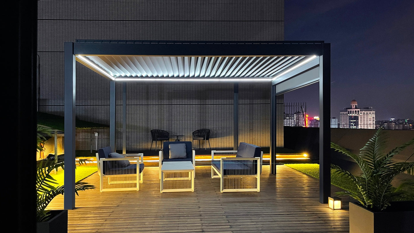 Pergola STYLISH PRO+ 3x4m Motorizzata Led Autoportante Antracite