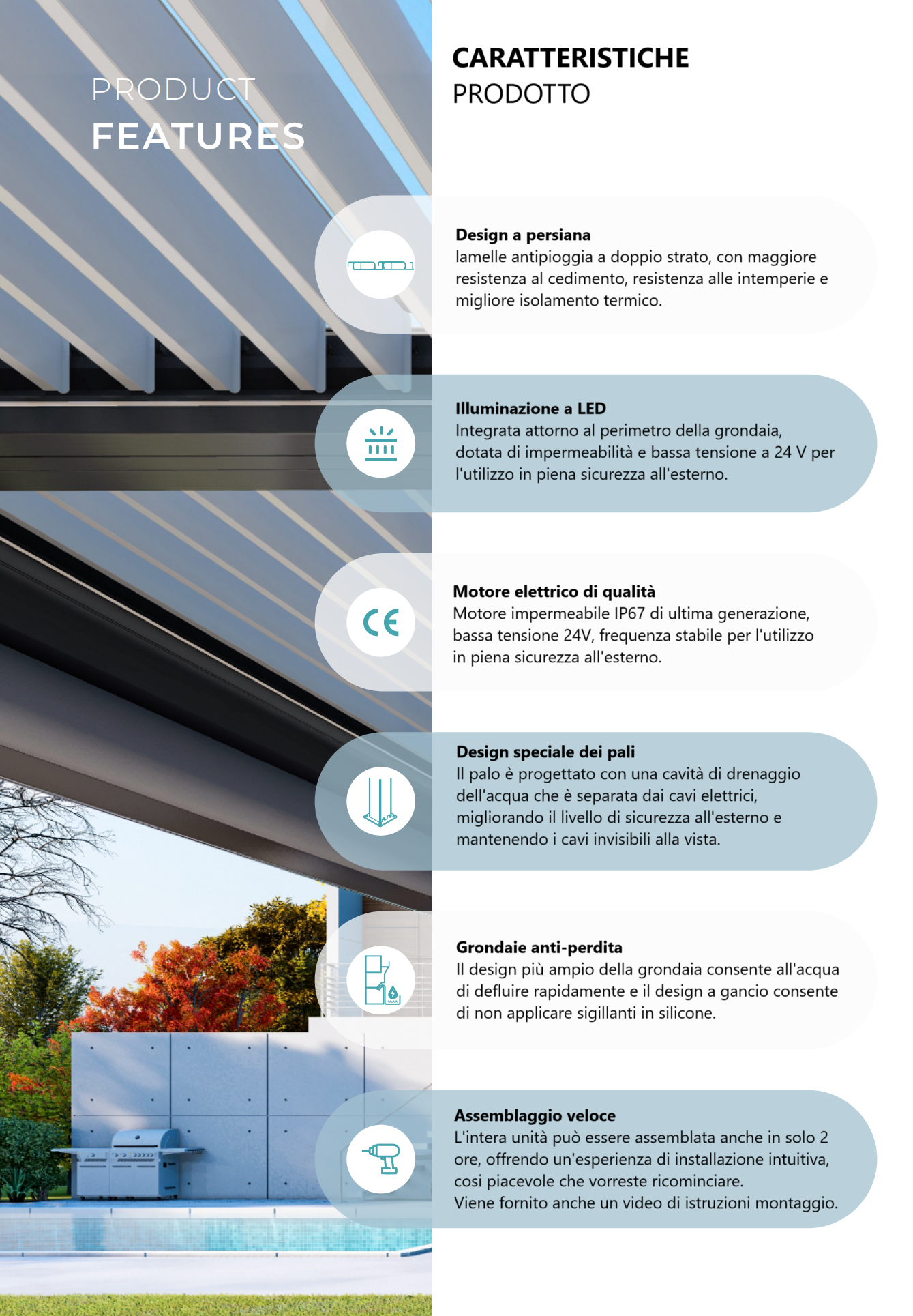 Pergola DELUXE PRO+ 3x3m Motorizzata Led Autoportante Antracite