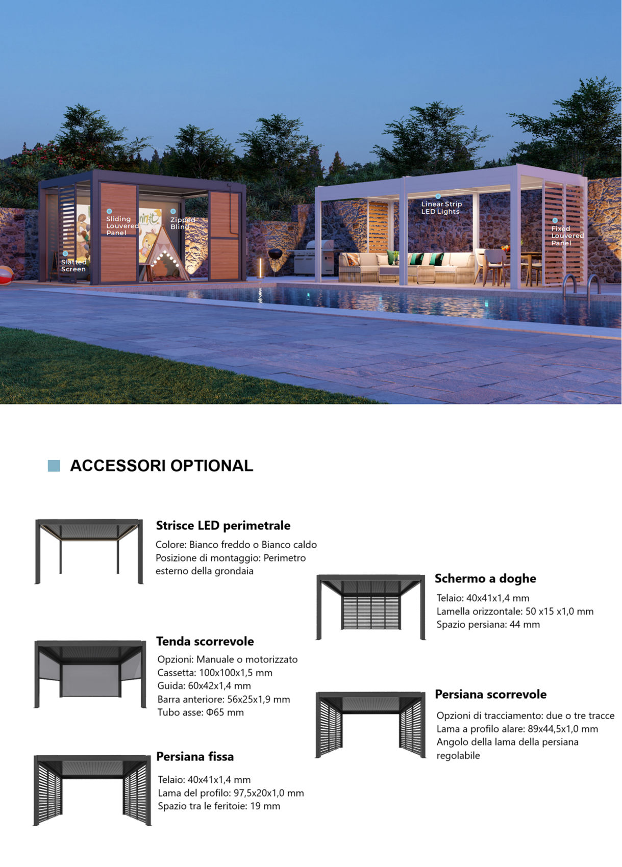 Pergola DELUXE PRO+ 3x3m Motorizzata Led Autoportante Antracite