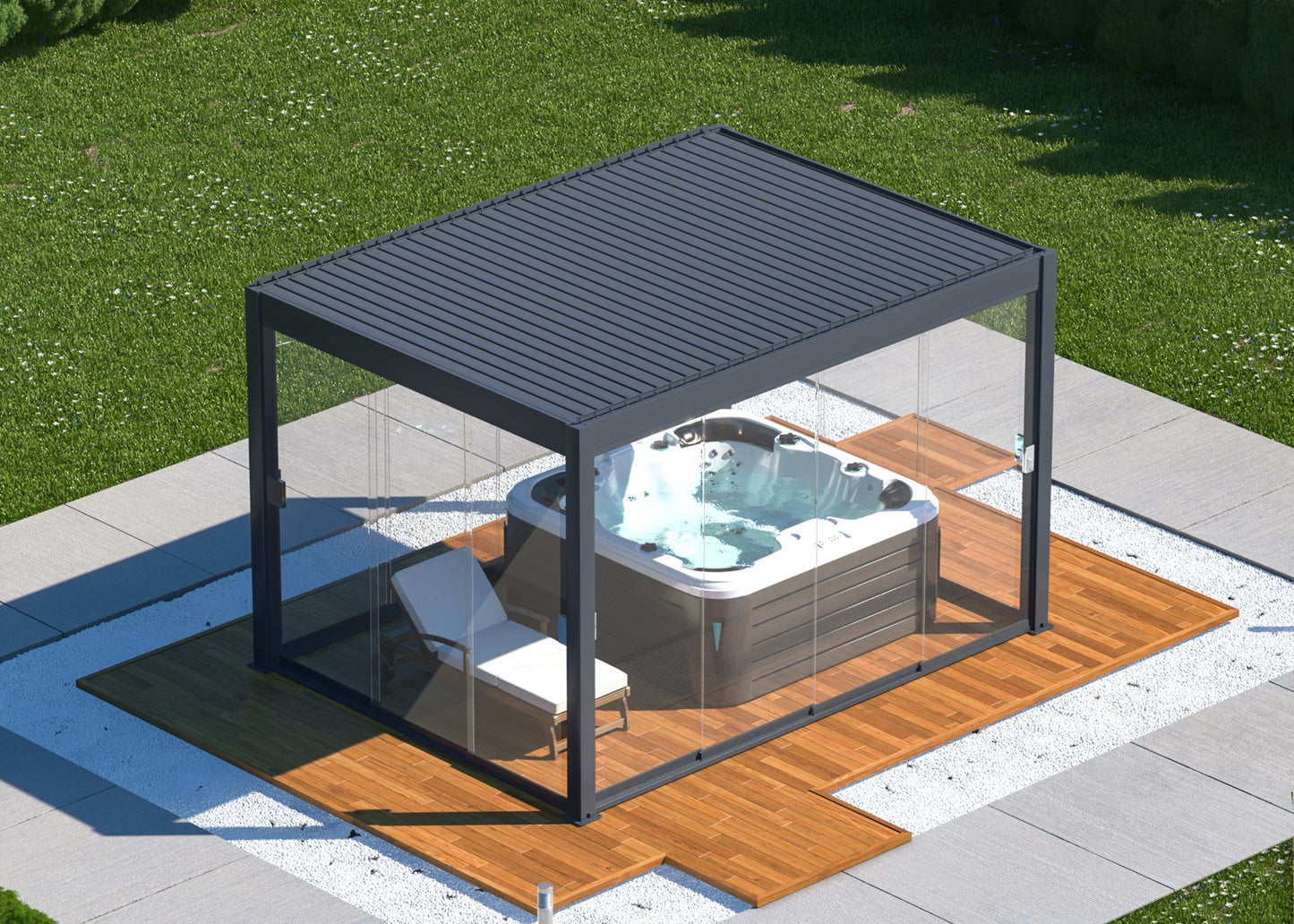 Pergola DELUXE PRO+ 3x4m Motorizzata Led Autoportante Antracite