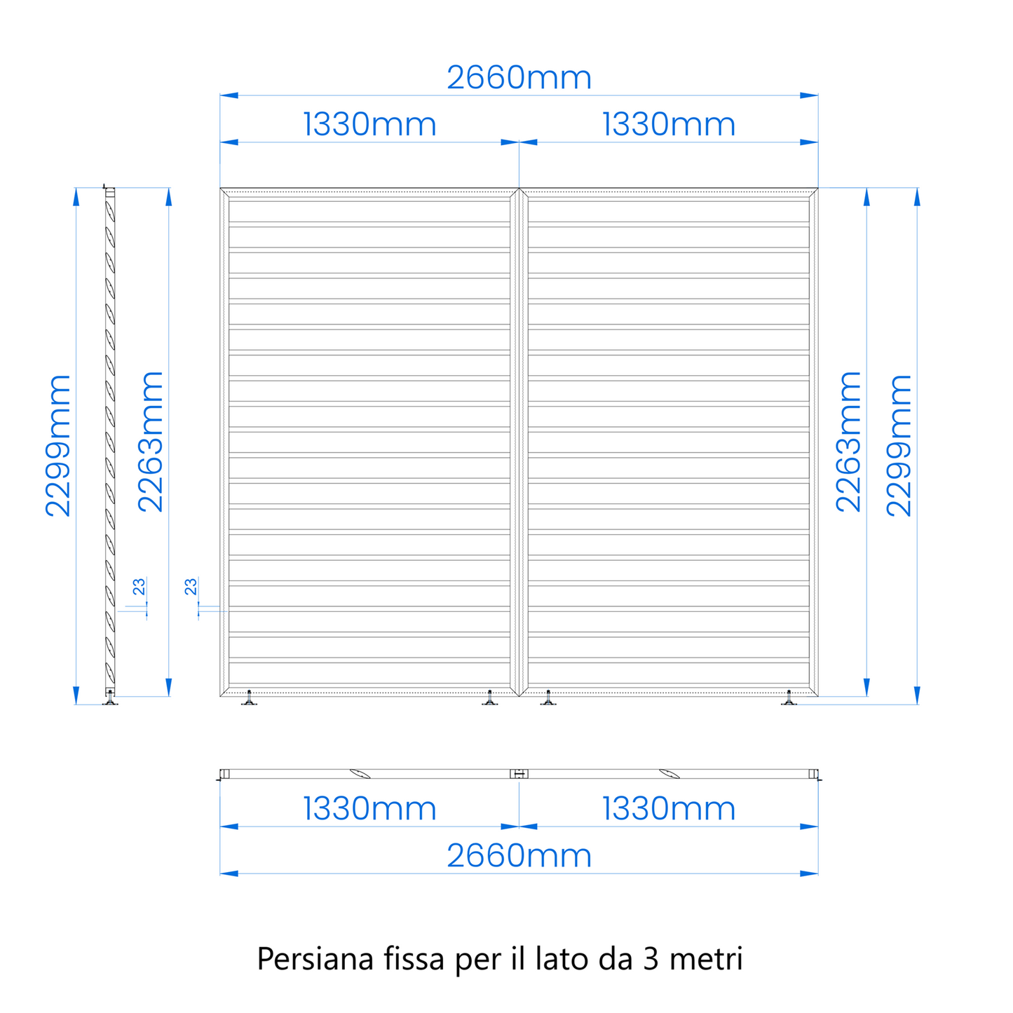 Frangisole Persiana Fissa Lato 3m Antracite
