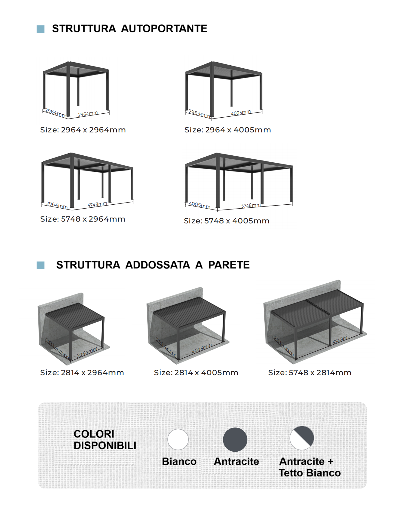Pergola STYLISH PRO+ 3x4m Motorizzata Led Autoportante Antracite