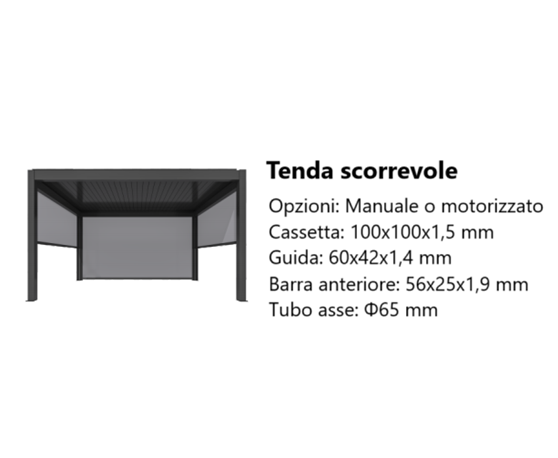 Tenda Lato 4m Manuale Antracite