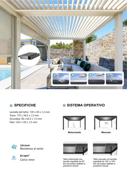 Pergola DELUXE PRO+ 3x3m Motorizzata Led Autoportante Antracite
