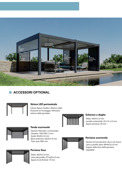Pergola STYLISH PRO+ 3x3m Manuale Autoportante Antracite